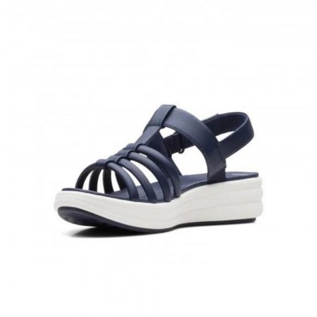 Clarks Drift Ease Δερμάτινες Ανατομικές Πλατφόρμες Μπλε 26164969